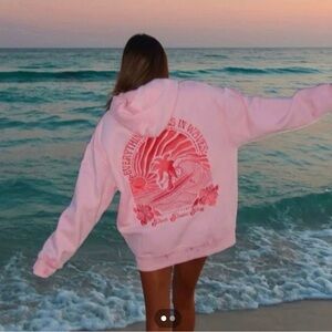 Pink Puff Palm Everything Comes in Waves hoodie